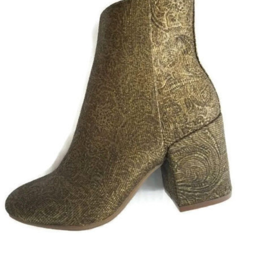 Carlos Santana Gold Floral Ankle Booties dressy heels